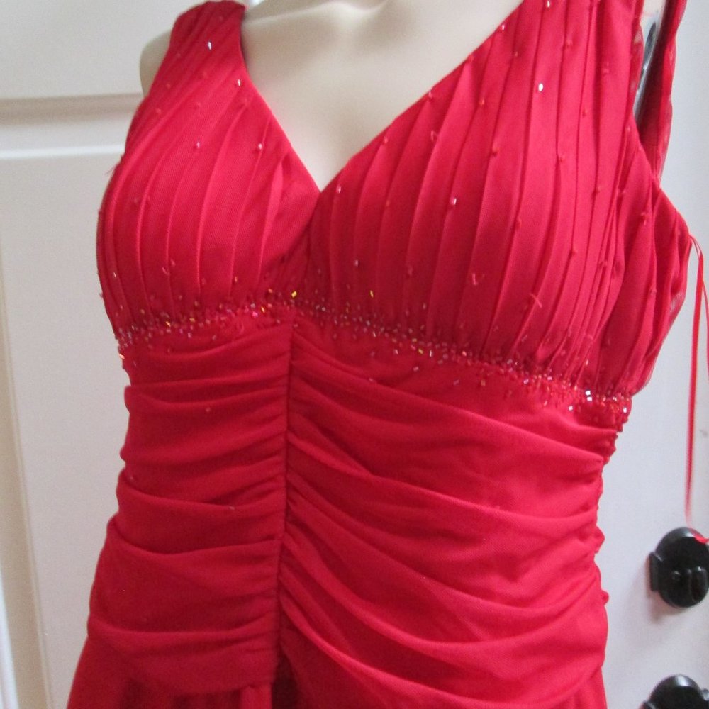 JS BOUTIQUE red cocktail MIDI dress Sz 14